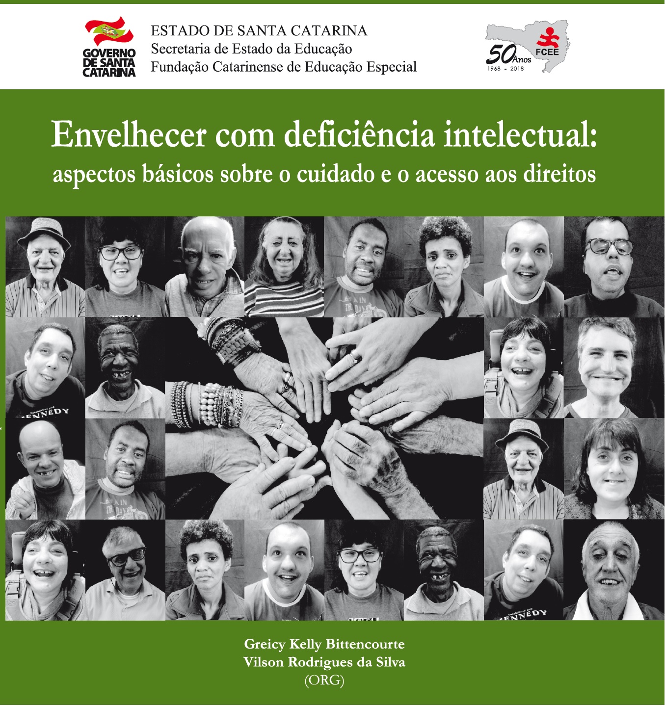 Educandos da FCEE na capa da cartilha sobre Envelhecimento e Deficiência Intelectual