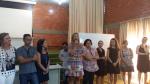 A presidente dando boas-vindas aos servidores do magistério