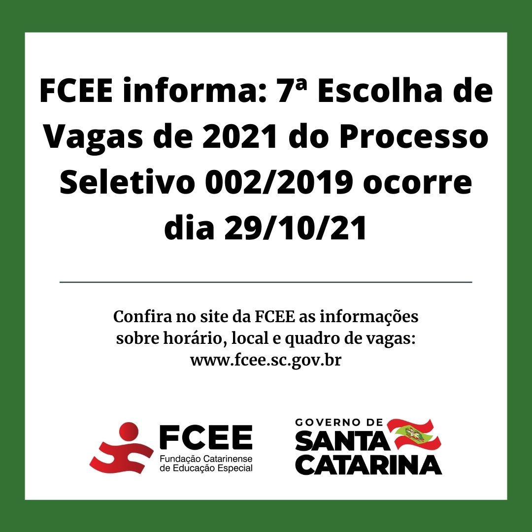 FCEE informa sétima escolha de vagas do edital 002 2019